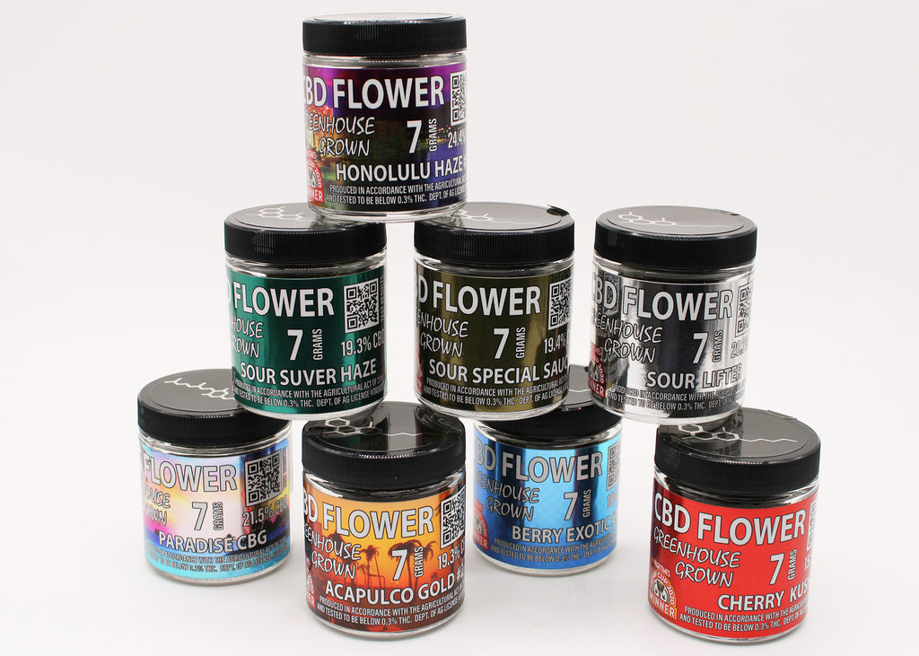 Premium Glass jars now available for 3.5 g and 7 gram Hemp Flowers!